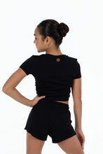 Load image into Gallery viewer, “ALL YOU NEED IS DANCE” TWIST FRONT TEE BLACK FM813