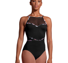 Load image into Gallery viewer, Printed Bind Detail Halter Leotard