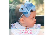 Load image into Gallery viewer, 1/4″ PANTYHOSE HEADBAND WITH SIGNATURE GROSGRAIN BOW (4.5” BOW)