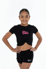 Load image into Gallery viewer, “ALL YOU NEED IS DANCE” TWIST FRONT TEE BLACK FM813
