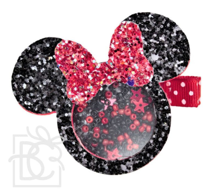 2.5” Shaker Glitter Mouse On Pinch Clip — Red