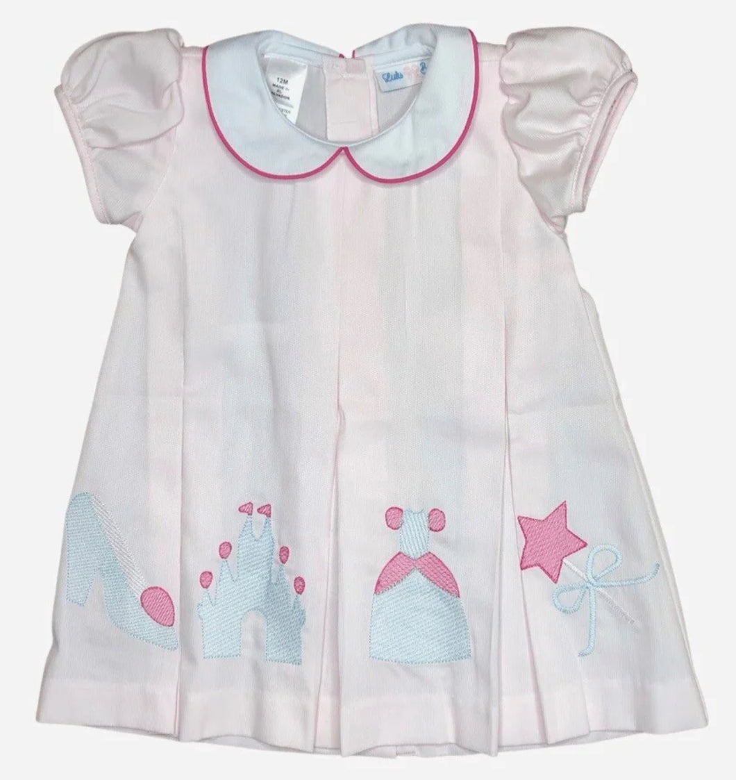 LuLu BeBe Pink Princess Castle Embroidered Dress  C