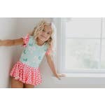 Load image into Gallery viewer, Mint Pink Check Skirted Leotard
