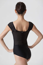 Load image into Gallery viewer, Cabochon Leotard: Black + Black Dot Mesh
