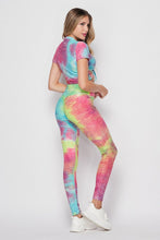 Load image into Gallery viewer, Tie Dye Brazilian S/S Cinched Top/ Leggings Set
