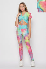 Load image into Gallery viewer, Tie Dye Brazilian S/S Cinched Top/ Leggings Set
