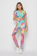 Load image into Gallery viewer, Tie Dye Brazilian S/S Cinched Top/ Leggings Set
