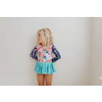 Load image into Gallery viewer, Pink Teal Floral Skirted Leotard
