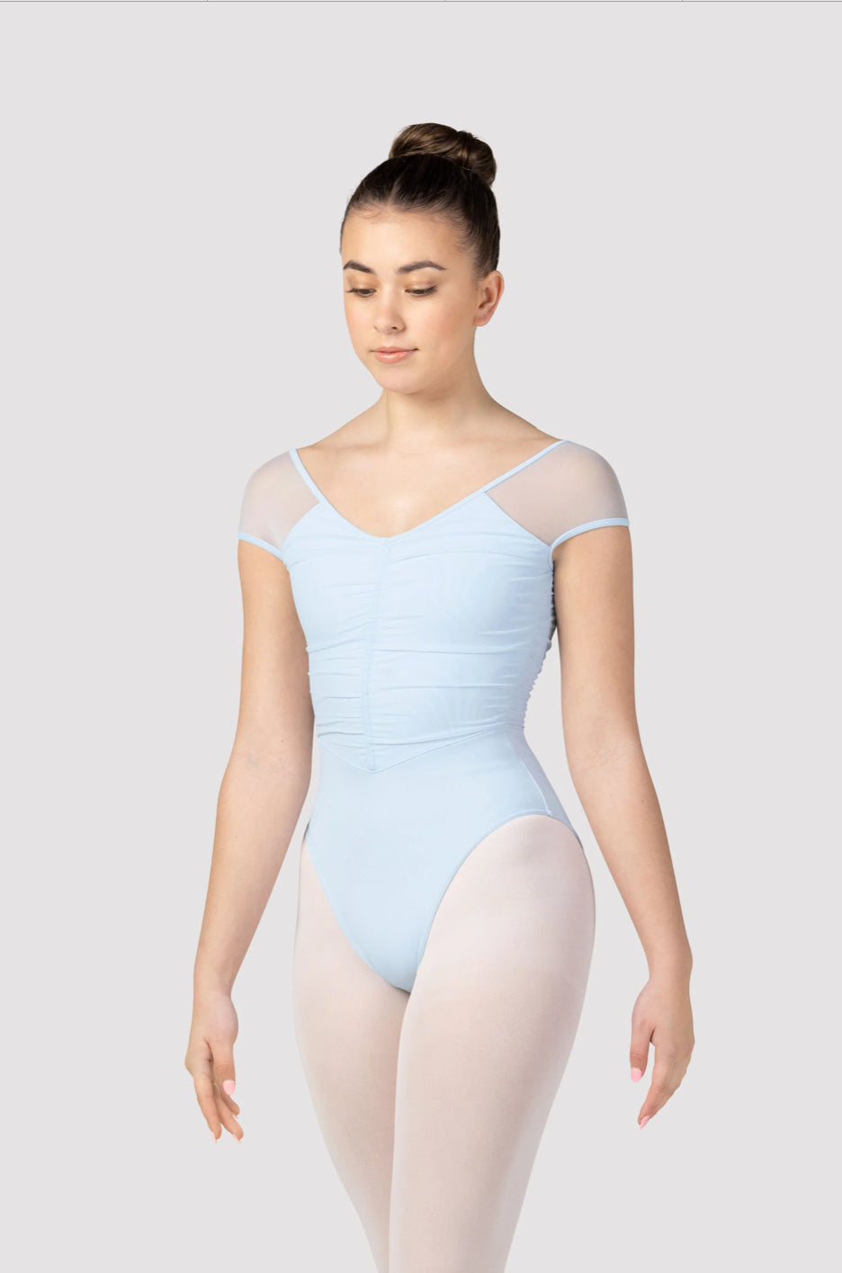 Bloch Flavia Rouched Bodice Cap Sleeve Leotard