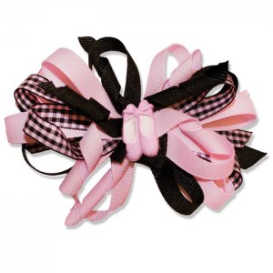 4081 Black/Pink Checkered Bow