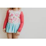 Load image into Gallery viewer, Shiny Flare Skirt Rose Teal Leotard
