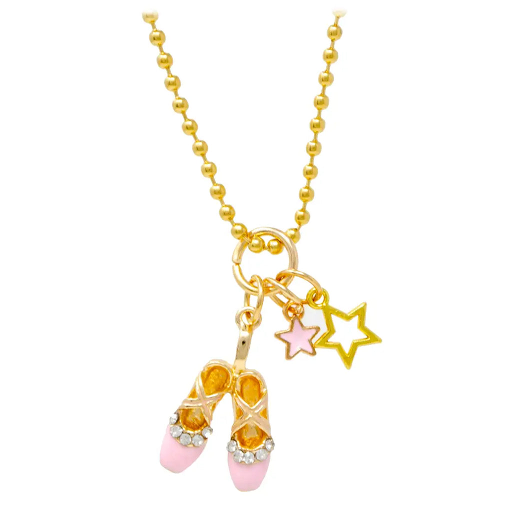 Ballet Slippers and Gold Charm Necklace