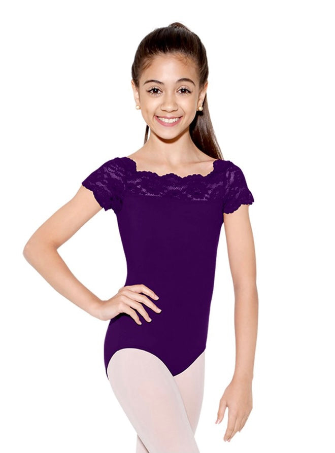 TILLY - SL17 CHILD CAP SLEEVE LACE LEOTARD