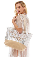 Load image into Gallery viewer, Metallic Snake Skin Print Beach Bag
