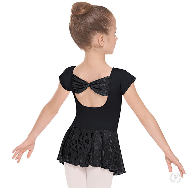 78285 - Eurotard Girls Impression Mesh Bow Back Short Sleeve Dance Dress