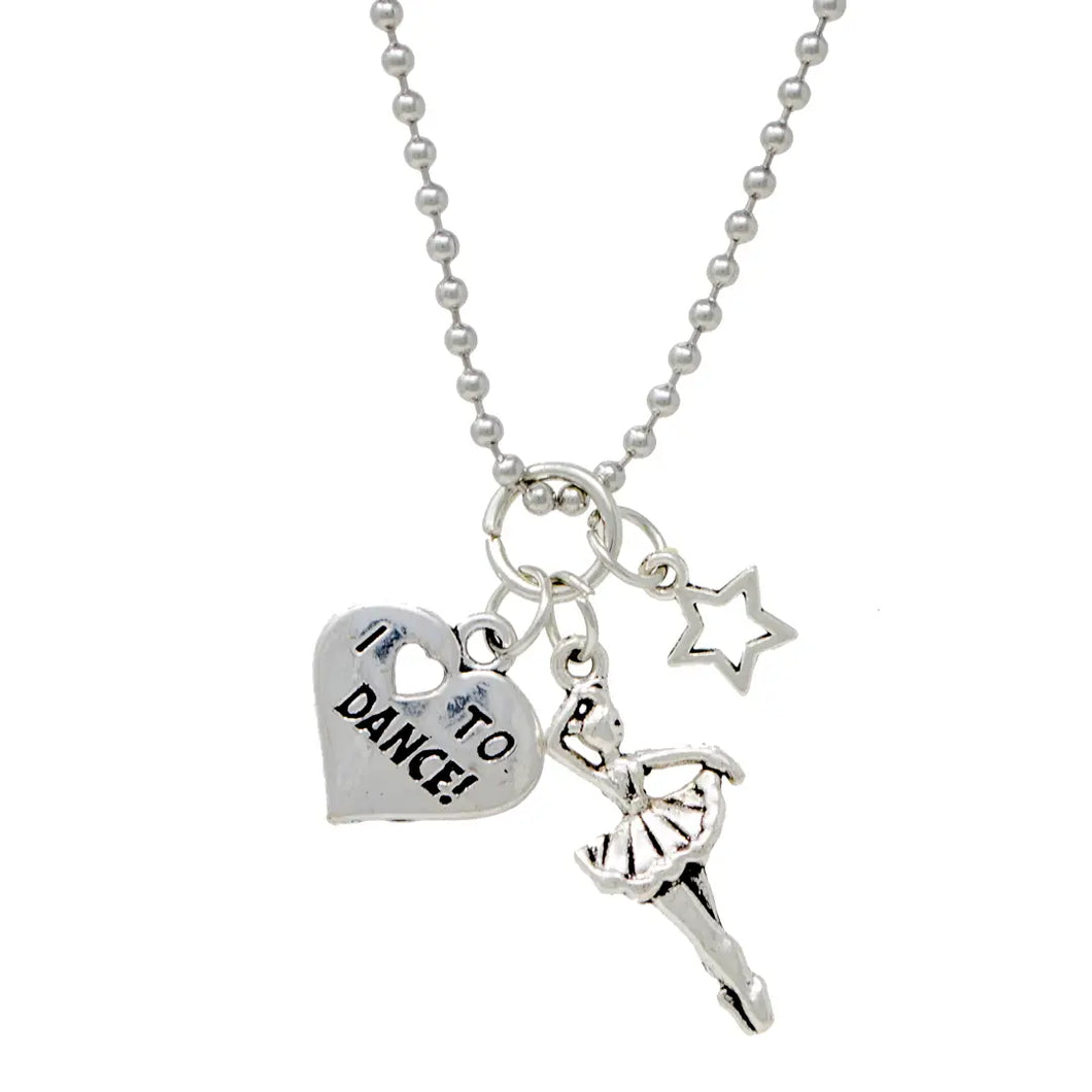 Love to dance and star silver necklace