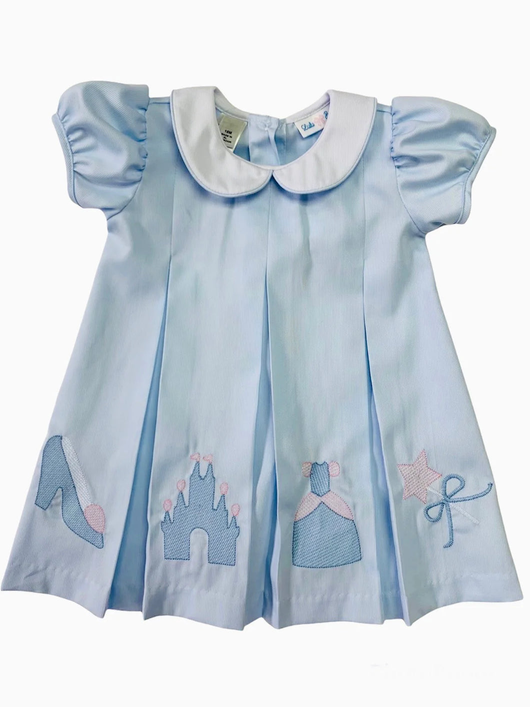 LuLu BeBe Blue Princess Castle Embroidered Dress