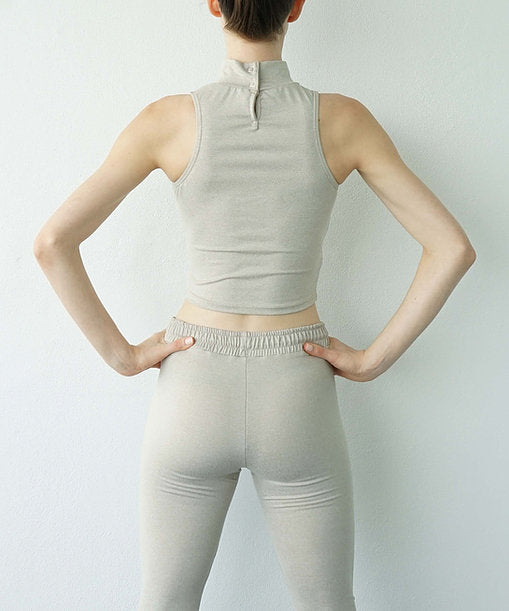 Turtleneck Tank: Taupe Heather