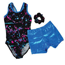 Fuschia/Turquoise Paint Splatter Leotard