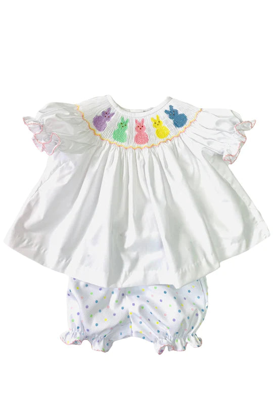 Lulu Bebe PEEP Smocked Bloomer Set EMMA/B-2PEEP